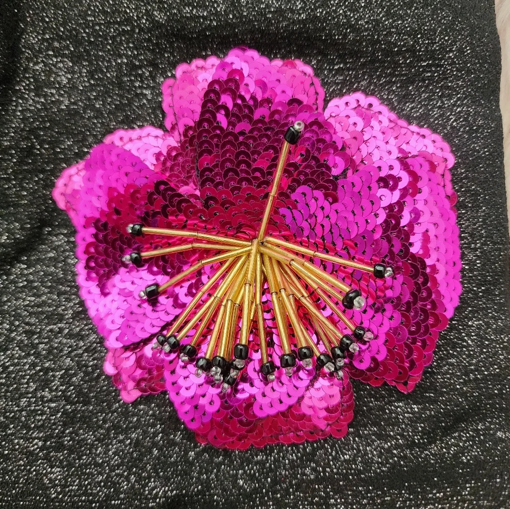 Trina Turk Tassel Pouch evening bag purse shimmer sequin floral beaded